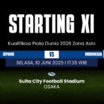 Susunan Pemain Jepang vs Indonesia